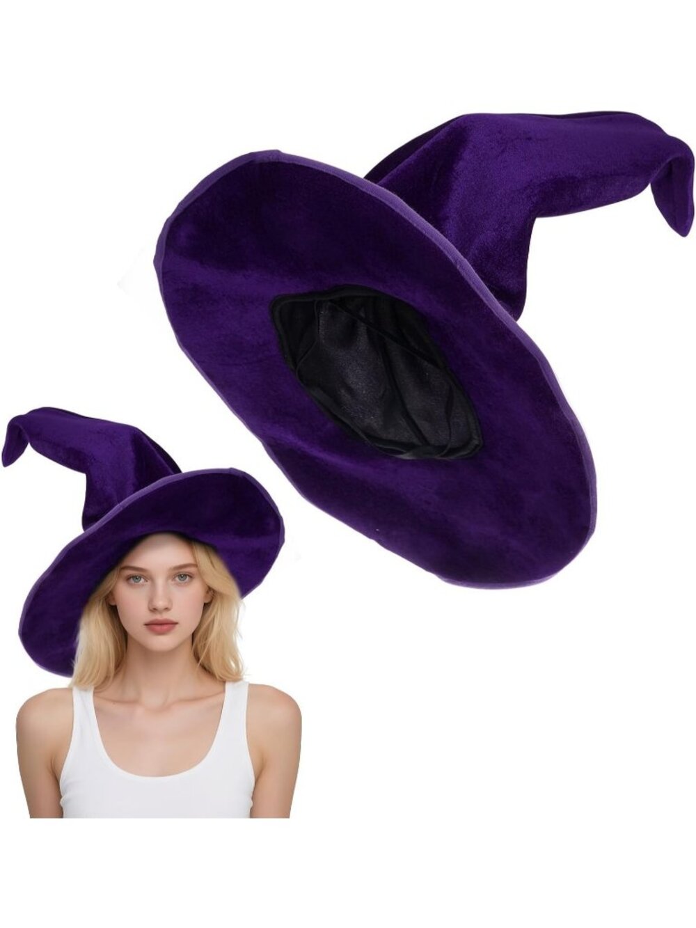 🎃Women's Purple Wizard Hat Halloween Witch Hats Adjustable Fit Comfortable Hats